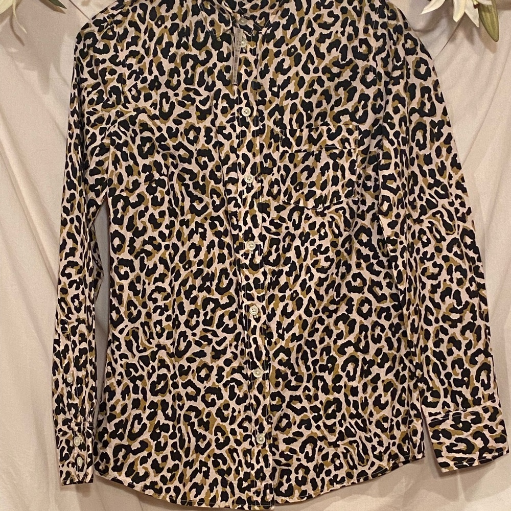 NWT JCrew leopard print cotton shirt.